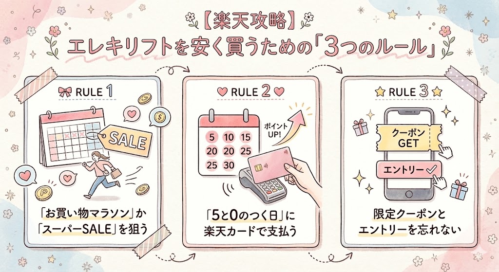 【楽天攻略】 エレキリフトを安く買うための「3つのルール」