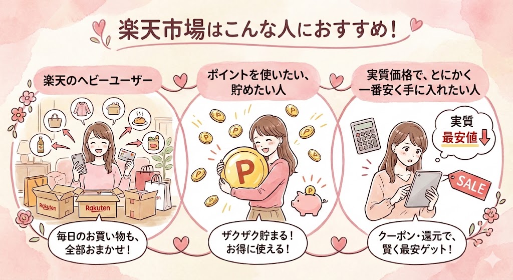 楽天カード利用者や楽天ポイントを日常的に使っている人など、楽天市場でブライト エレキリフトを買うべき人の特徴リスト