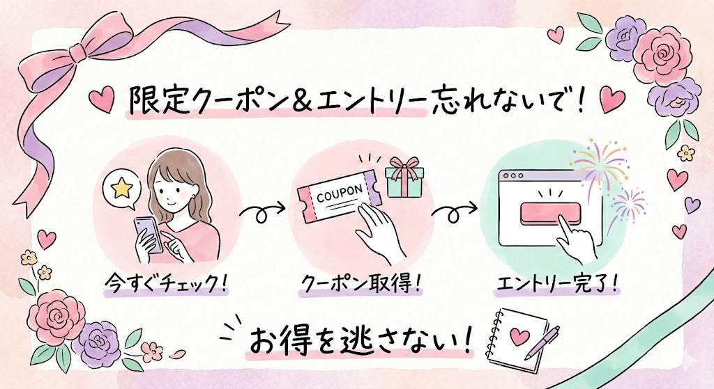 限定クーポンとエントリーを忘れない