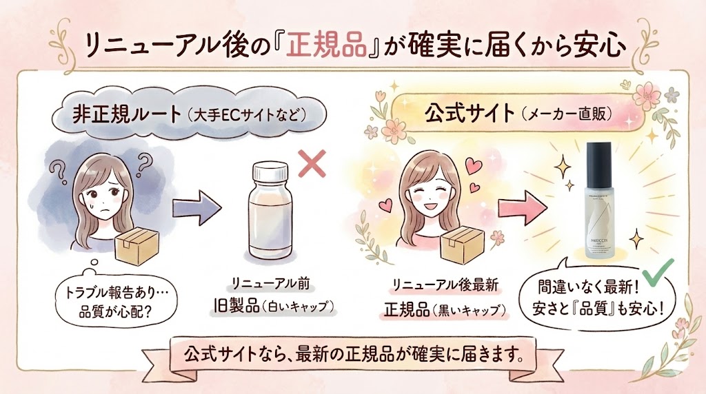 リニューアル後の「正規品」が確実に届くから安心