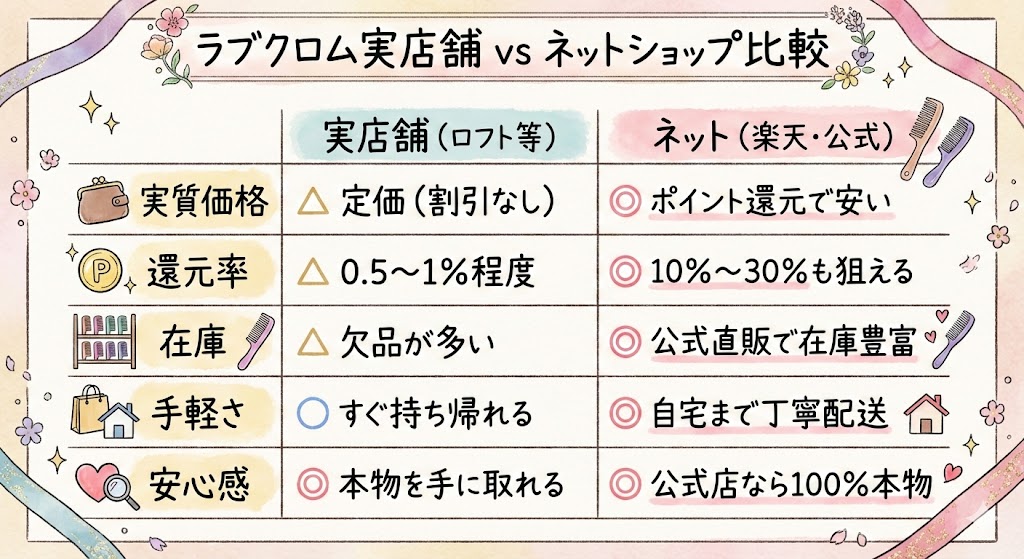 ラブクロム実店舗VSネットショップ比較