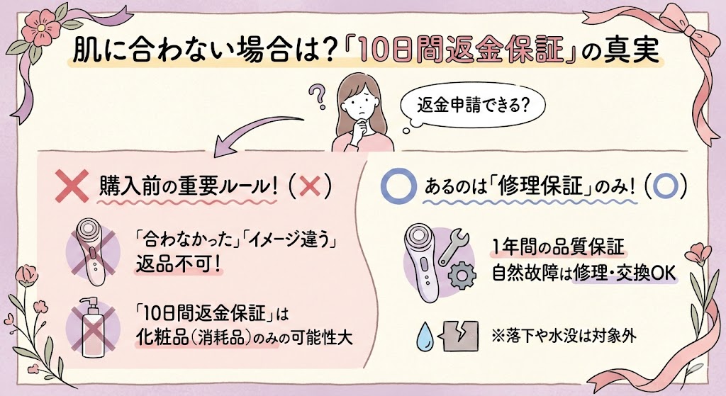 肌に合わない場合は「10日間返金保証」について