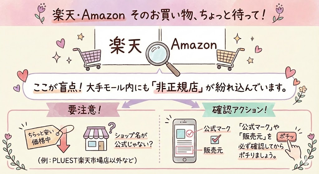 楽天・Amazon内の「非正規店」にも注意する
