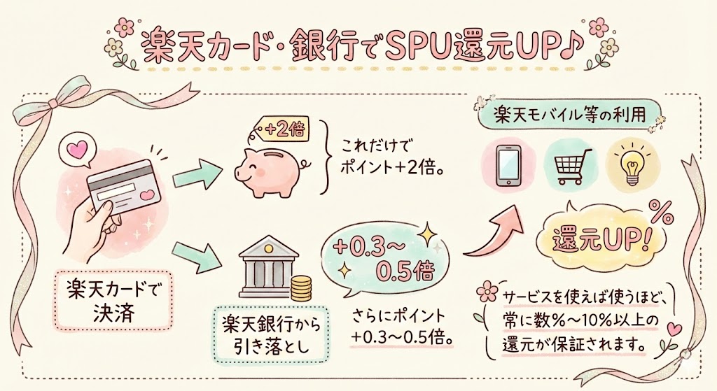 楽天カード・銀行を連携してSPU還元率を底上げする