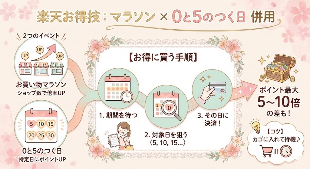 「お買い物マラソン」＋「0と5のつく日」を併用する