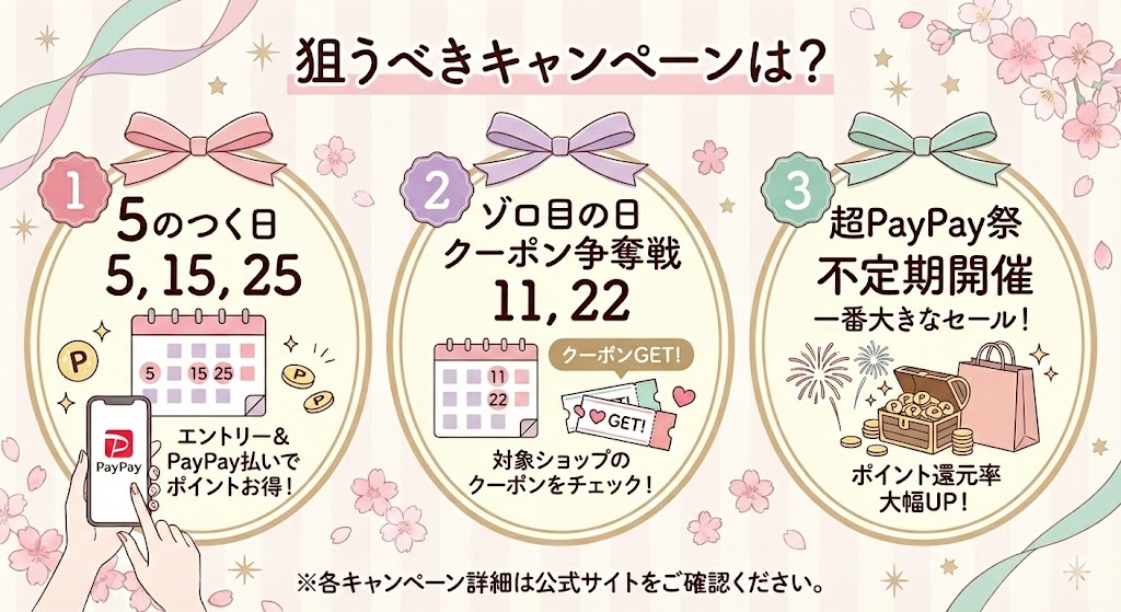 5のつく日、超PayPay祭、LYPプレミアム会員特典など、Yahoo!ショッピングでポイント還元が高まる狙い目キャンペーン一覧